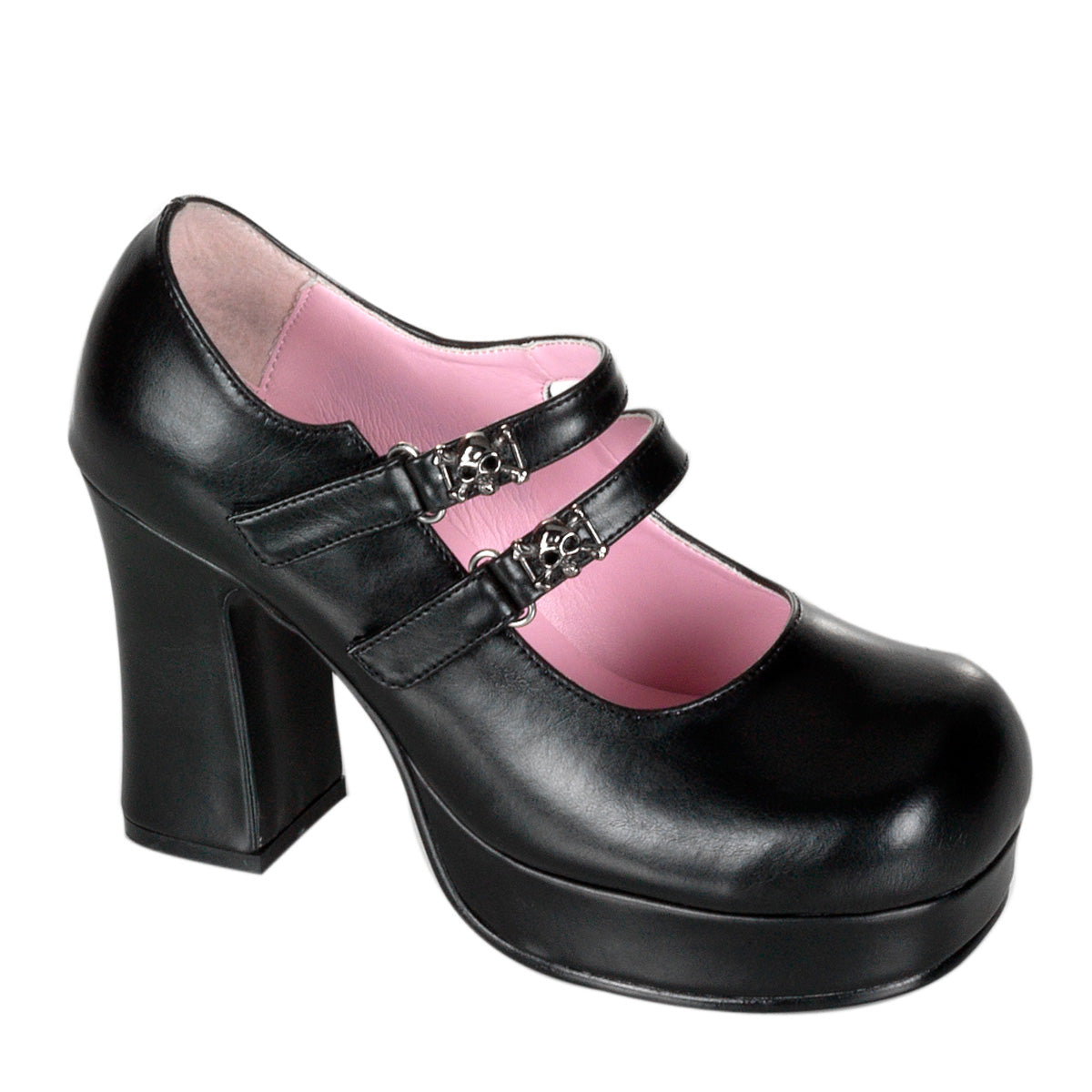 3 3/4" Heel, 1" PF Goth Punk Lolita Skull Studded MJ (Demonia GOT09/B/PU)