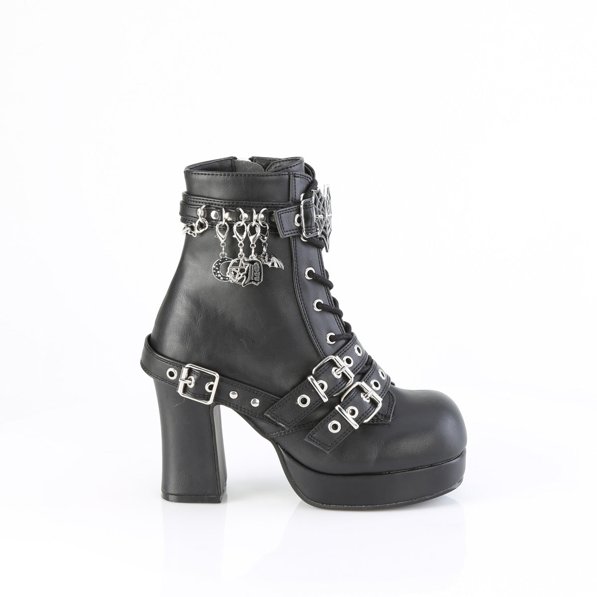 3 3/4" Heel, 1 1/4" PF Lace-Up Mid-Calf Boot, Inside Zip (Demonia GOT66/BVL)