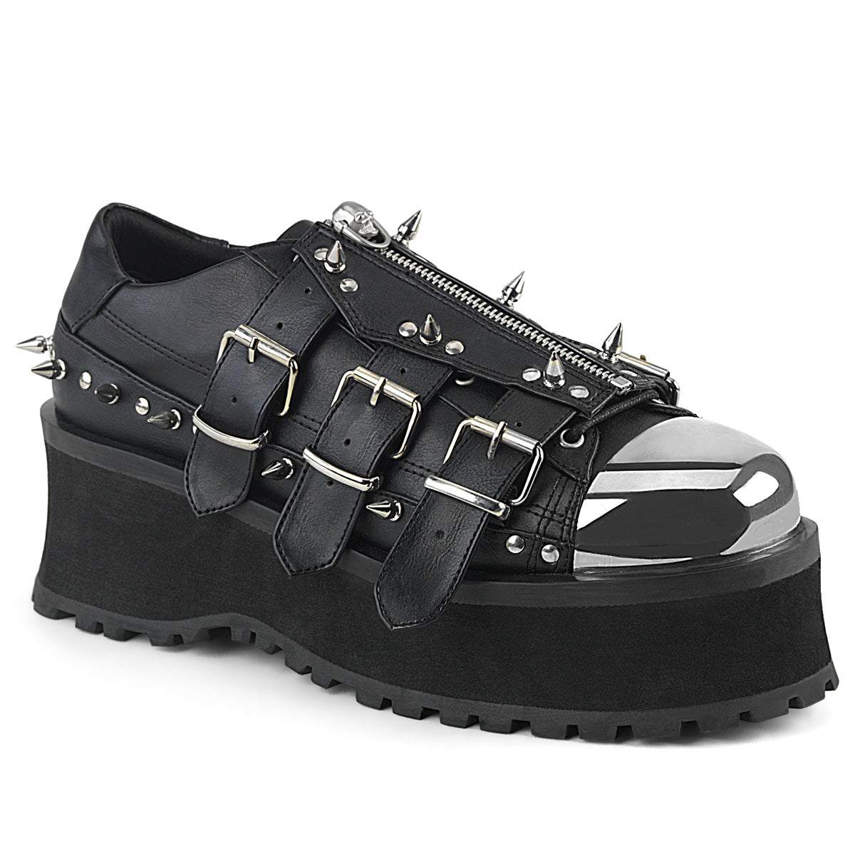 2 3/4" Platform Lace-Up Shoe W/ Metal Toe Cap (Demonia GRAD03/BVL)