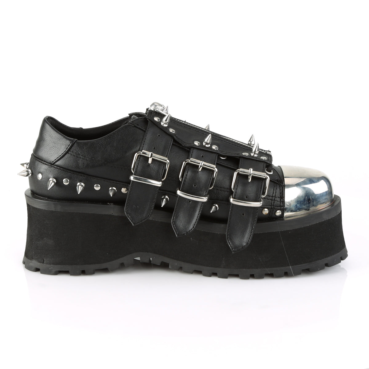 2 3/4" Platform Lace-Up Shoe W/ Metal Toe Cap (Demonia GRAD03/BVL)