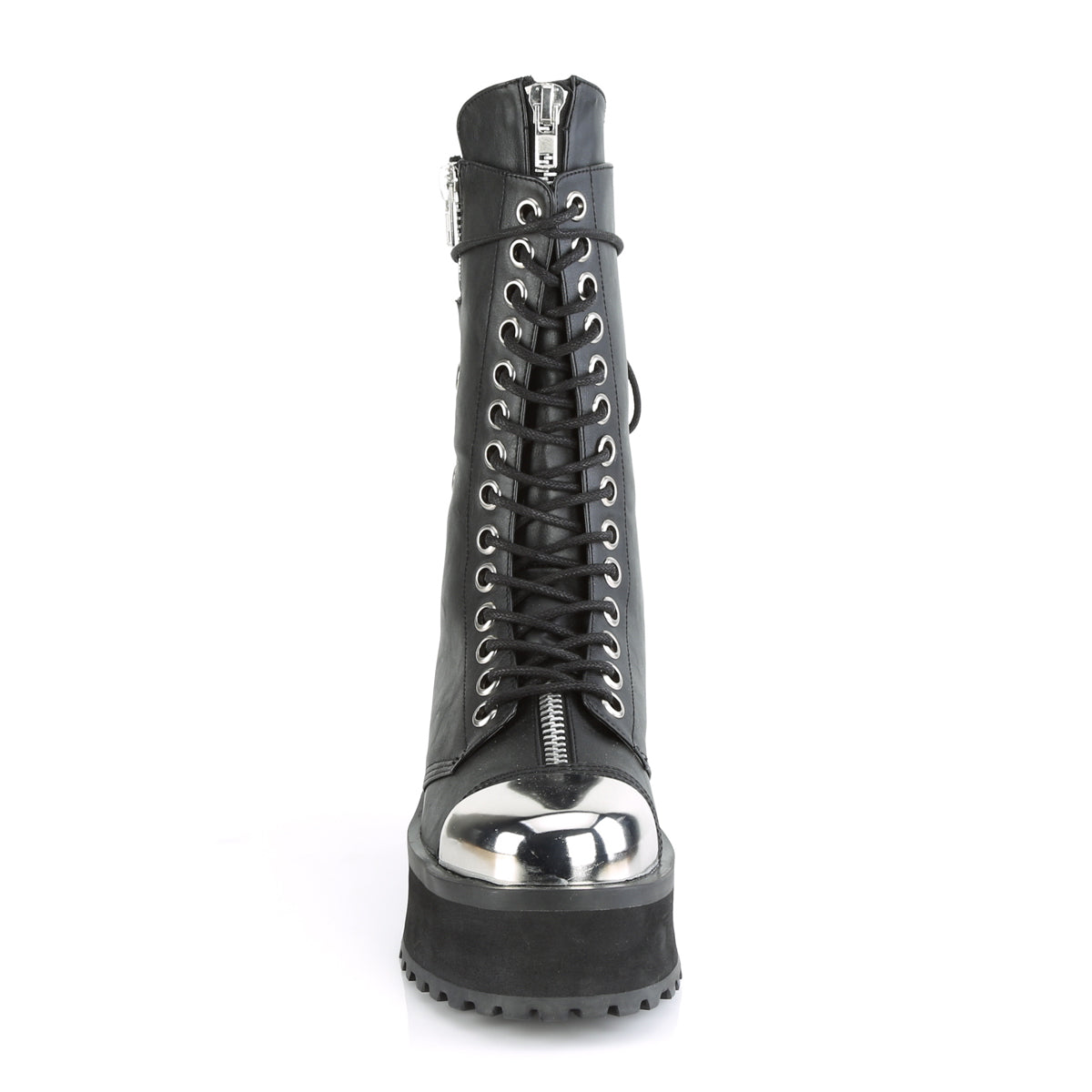 2 3/4" PF Lace-Up Mid Calf Boot, Back Metal Zipper (Demonia GRAD14/BVL)