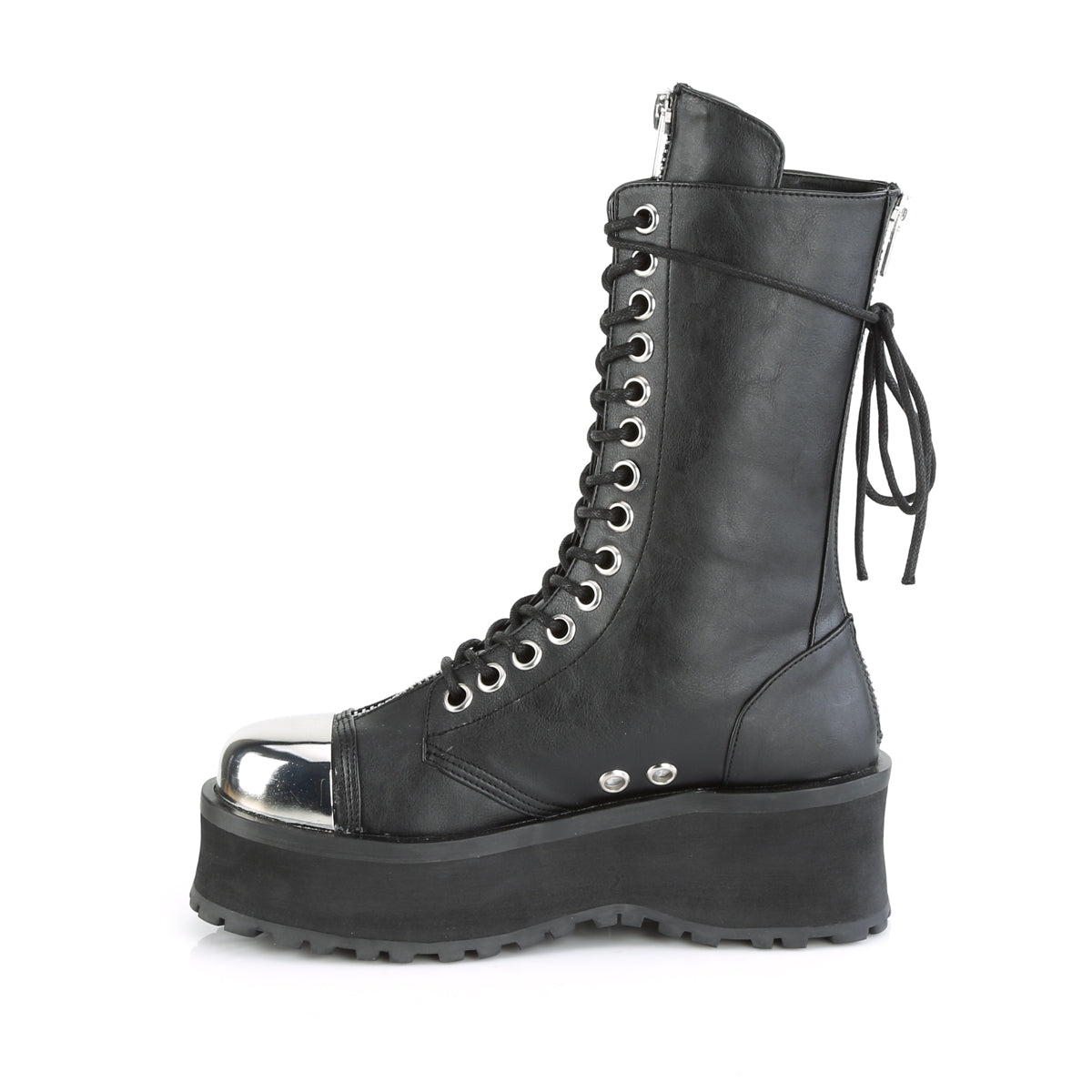 2 3/4" PF Lace-Up Mid Calf Boot, Back Metal Zipper (Demonia GRAD14/BVL)
