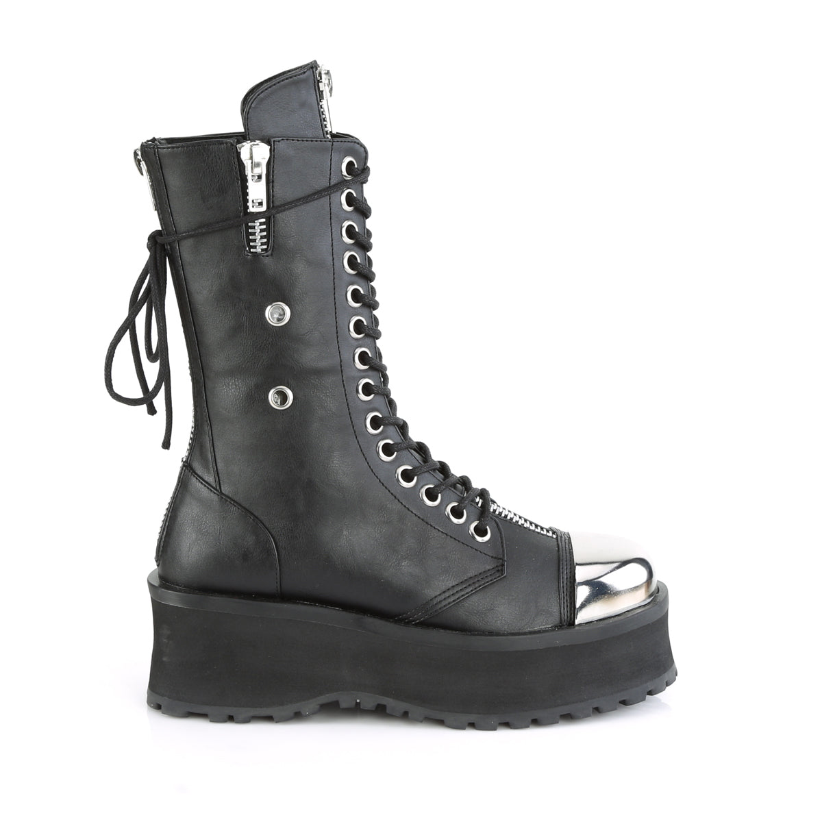2 3/4" PF Lace-Up Mid Calf Boot, Back Metal Zipper (Demonia GRAD14/BVL)