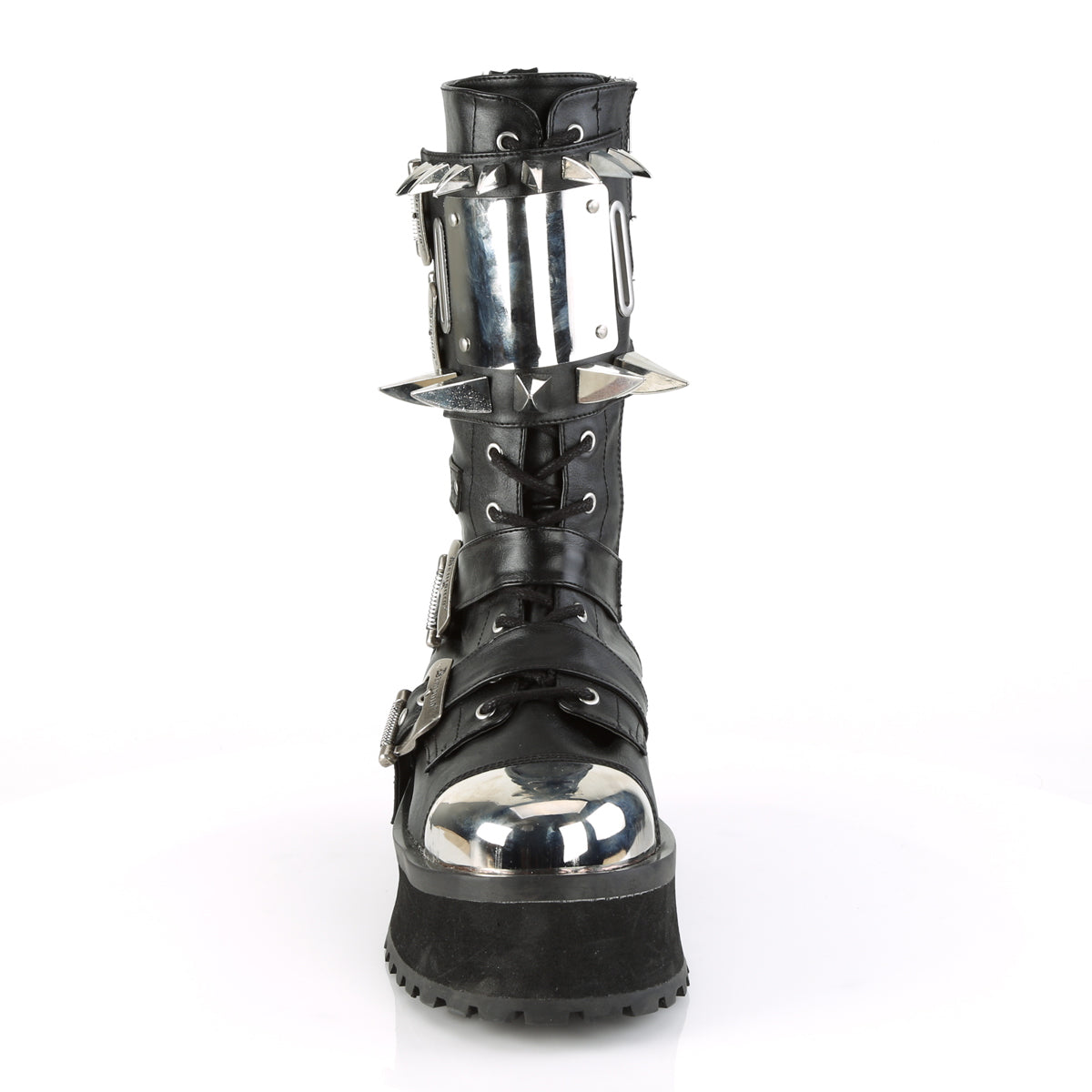 2 3/4" PF Lace-Up Mid-CalfBoot W/Metal ToeCap, SideZip (Demonia GRAD250/BVL)