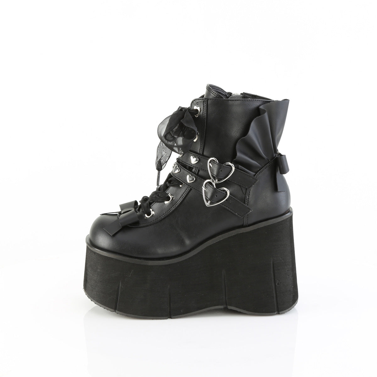 4 1/2" Platform Lace-Up Ankle Boot,Inside Metal Zip (Demonia KERA55/BVL)
