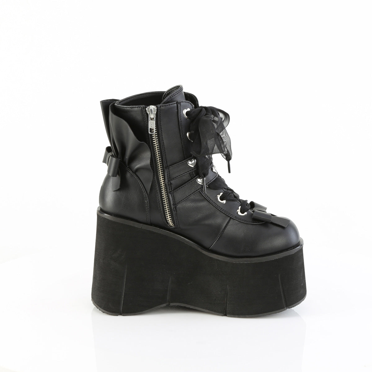 4 1/2" Platform Lace-Up Ankle Boot,Inside Metal Zip (Demonia KERA55/BVL)