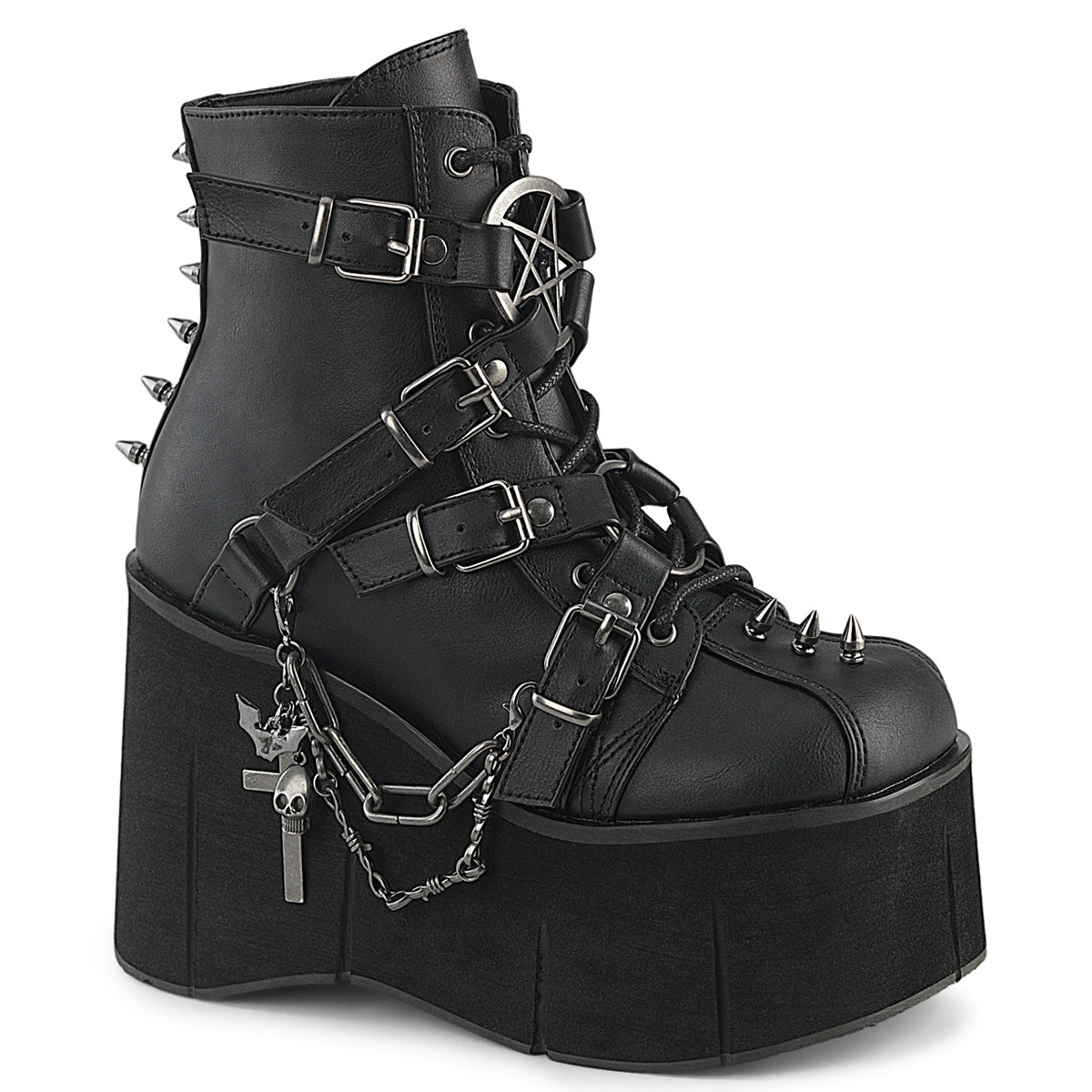 4 1/2" Platform Lace-Up Ankle Boot,Inside Metal Zip (Demonia KERA68/BVL)