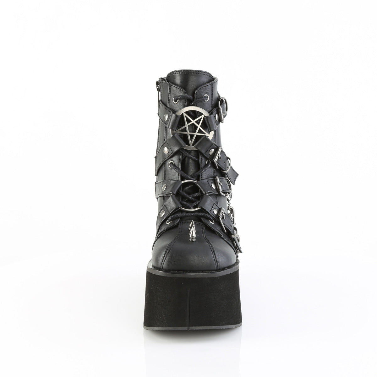 4 1/2" Platform Lace-Up Ankle Boot,Inside Metal Zip (Demonia KERA68/BVL)