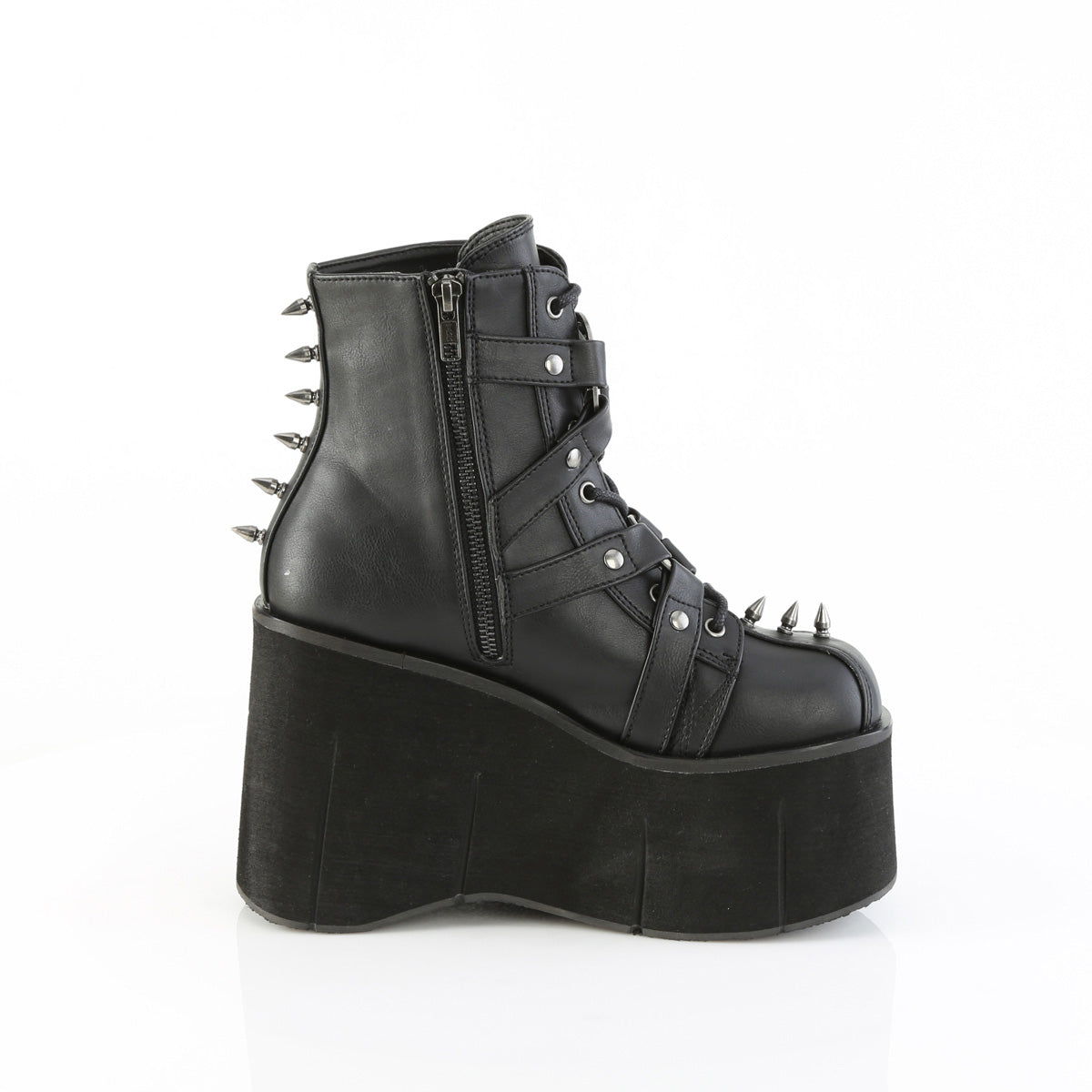 4 1/2" Platform Lace-Up Ankle Boot,Inside Metal Zip (Demonia KERA68/BVL)