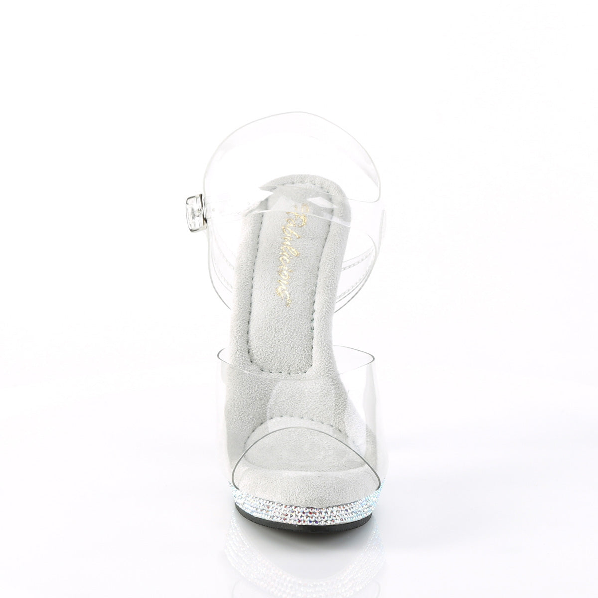 5" Heel, 3/4" PF Ankle Strap Sandal W/ Rhinestones (Fabulicious LIP108DM/C/SMCRS)