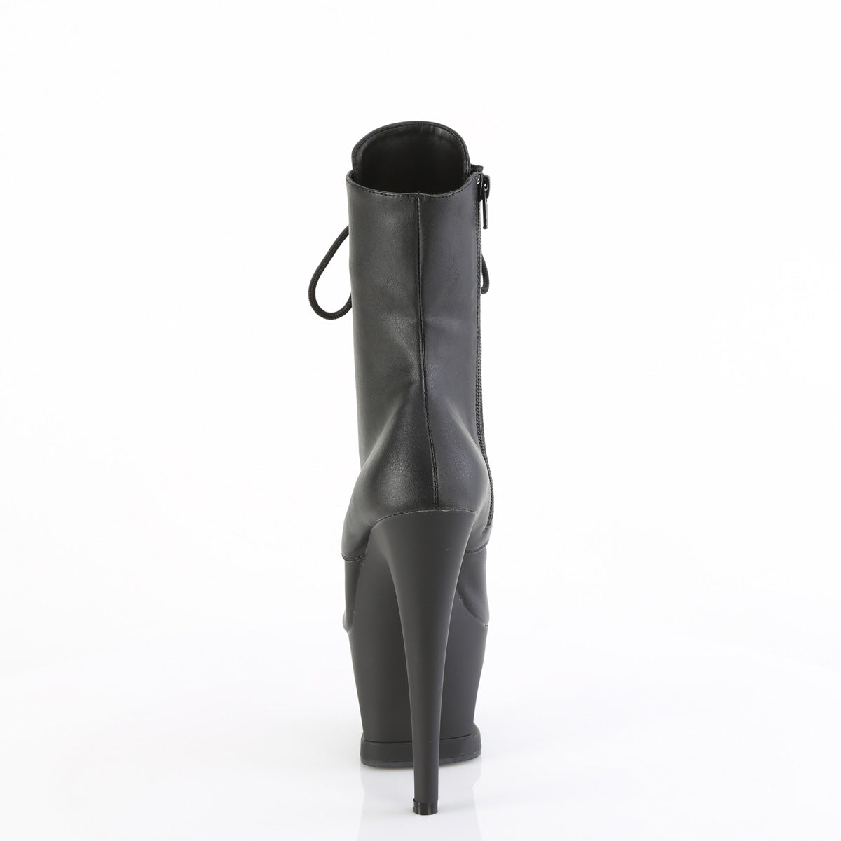 7" Heel, 2 3/4" Cut-Out PF Lace-Up Ankle Boot, Side Zip (Pleaser MOON1020SK/B/B-PW)