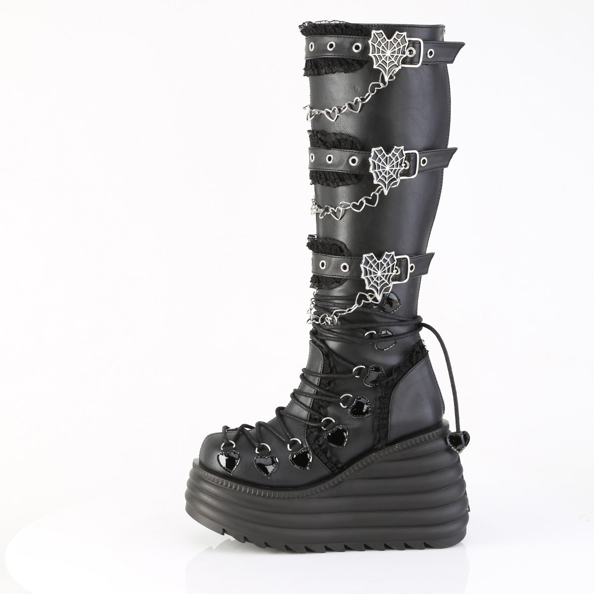 4 1/2" Platform Knee High Boot, Inside Zip (Demonia MOR215/BVL)