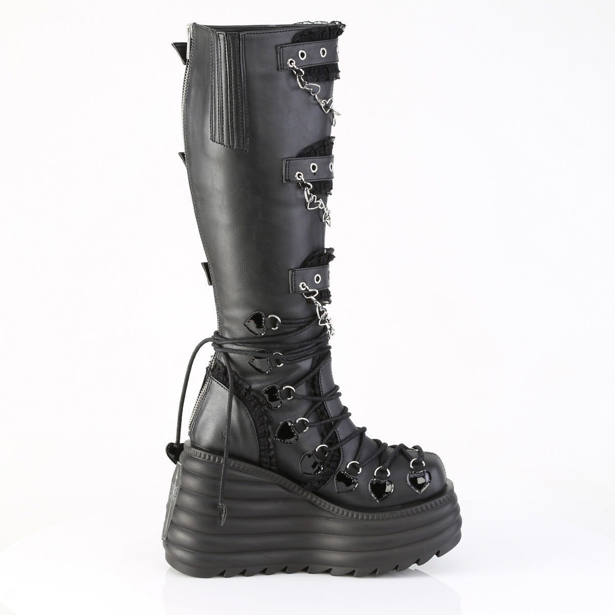 4 1/2" Platform Knee High Boot, Inside Zip (Demonia MOR215/BVL)