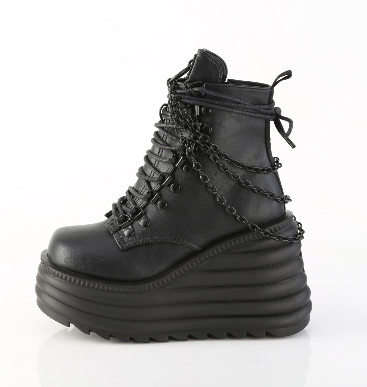 4 1/2" PF Lace-Up Front Ankle Boot, Inside Zip (Demonia MOR65/BVL)