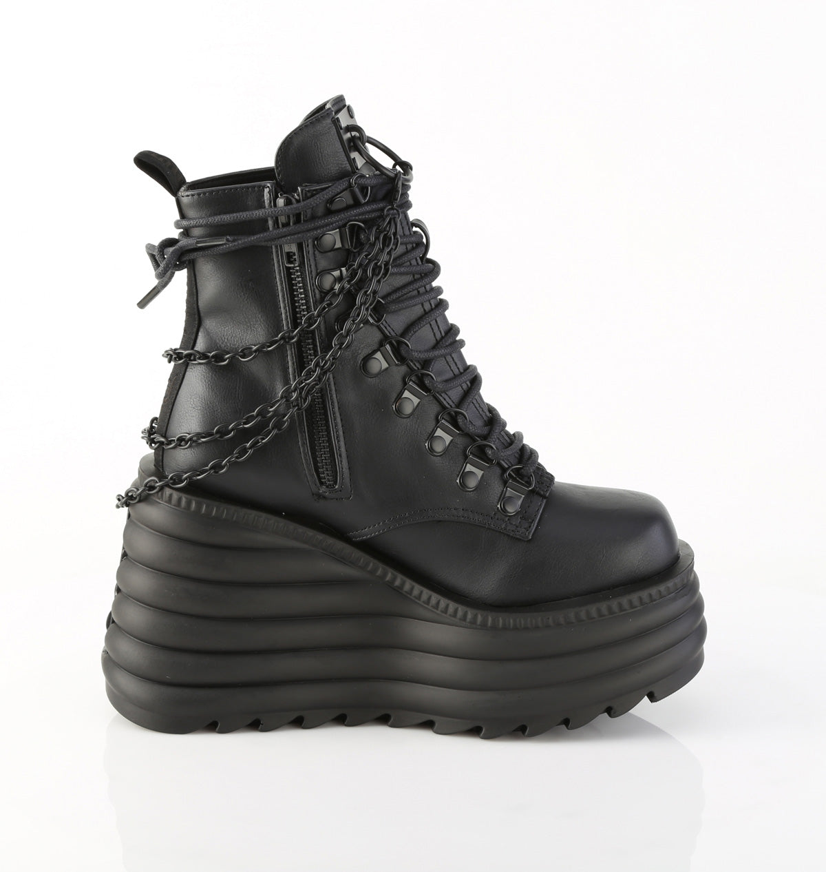 4 1/2" PF Lace-Up Front Ankle Boot, Inside Zip (Demonia MOR65/BVL)