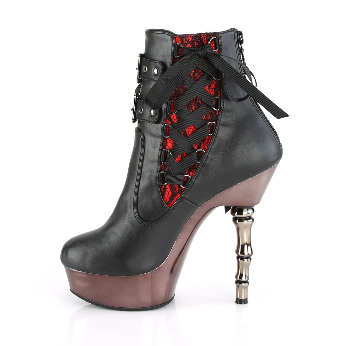 *5 1/2" Finger Bone Heel, 1 1/2" PF Corseted Ankle Boot (Demonia MUE1030/BFS/PWCH)