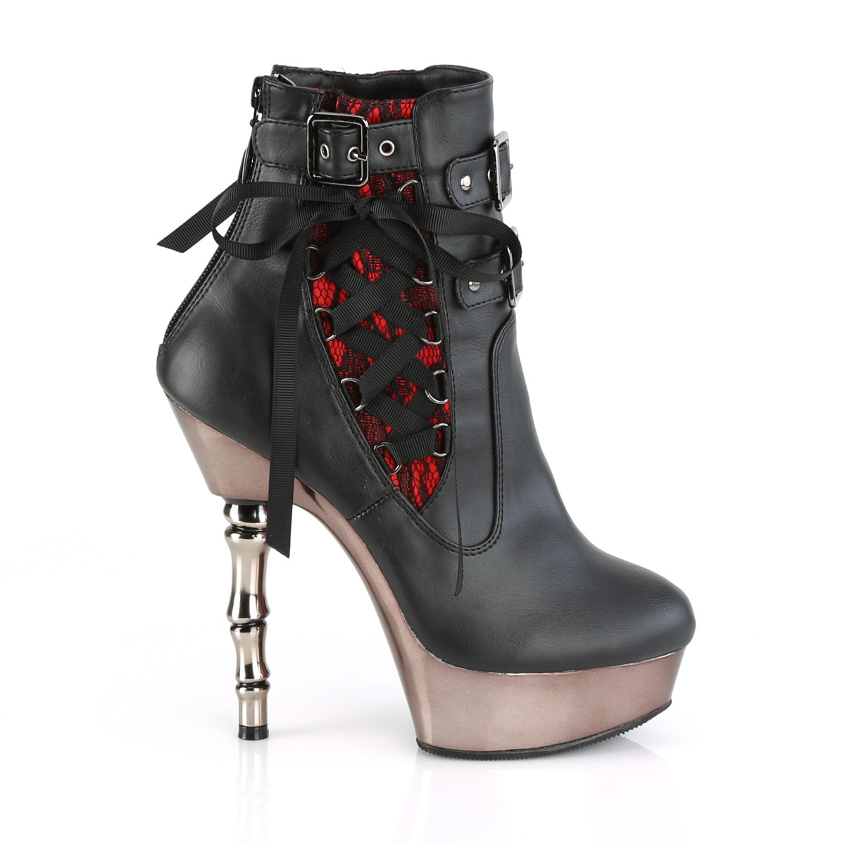 *5 1/2" Finger Bone Heel, 1 1/2" PF Corseted Ankle Boot (Demonia MUE1030/BFS/PWCH)