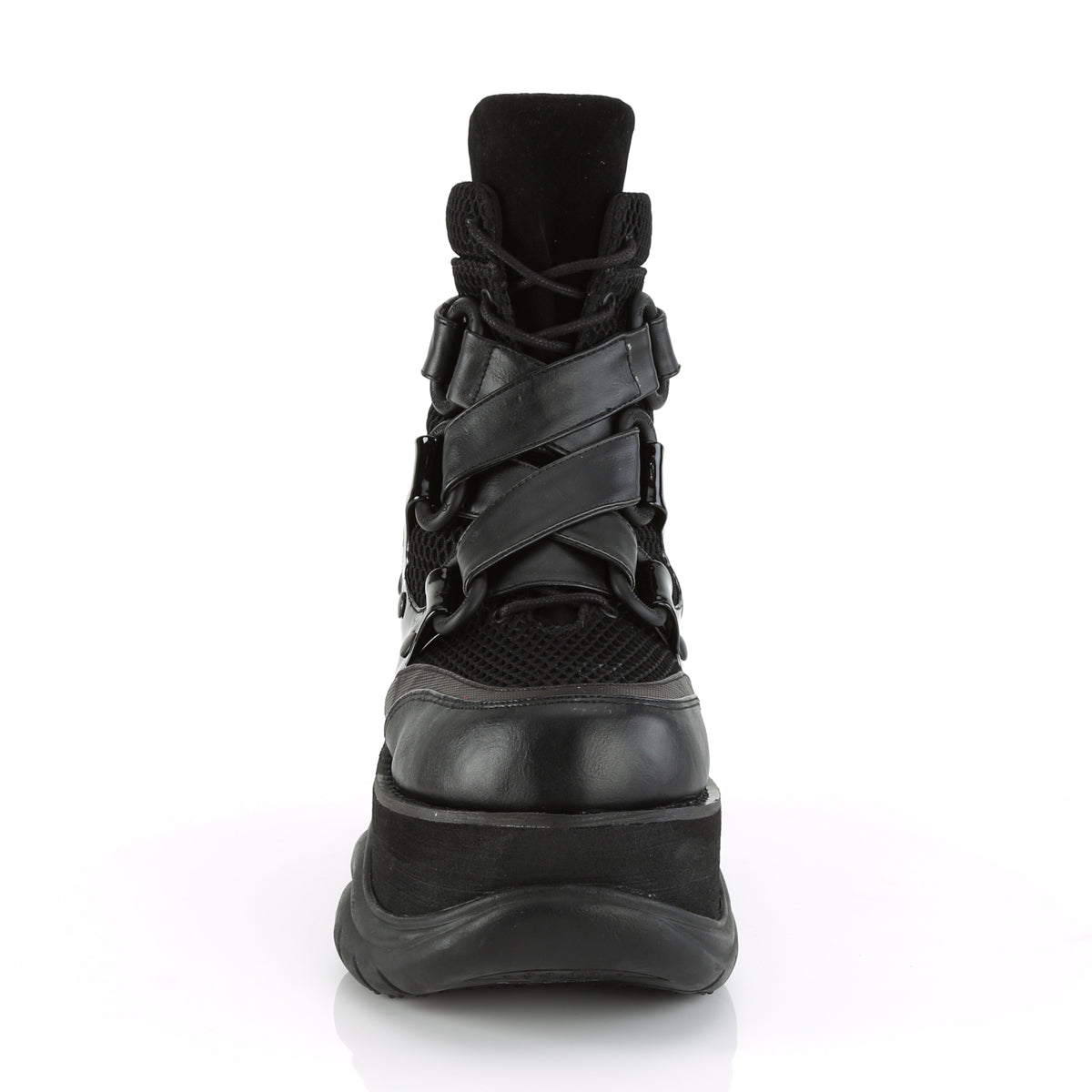 3" PF Lace-Up Ankle Boot w/ Hook N' Loop Straps, Back Zip (Demonia NEP126/BVL-FN-PT)
