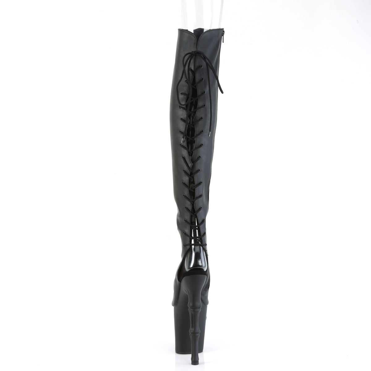 *8" Finger Bone Heel, 4" Skull PF Over-the-Knee Boot (Pleaser RAPT3019/BPU/M)