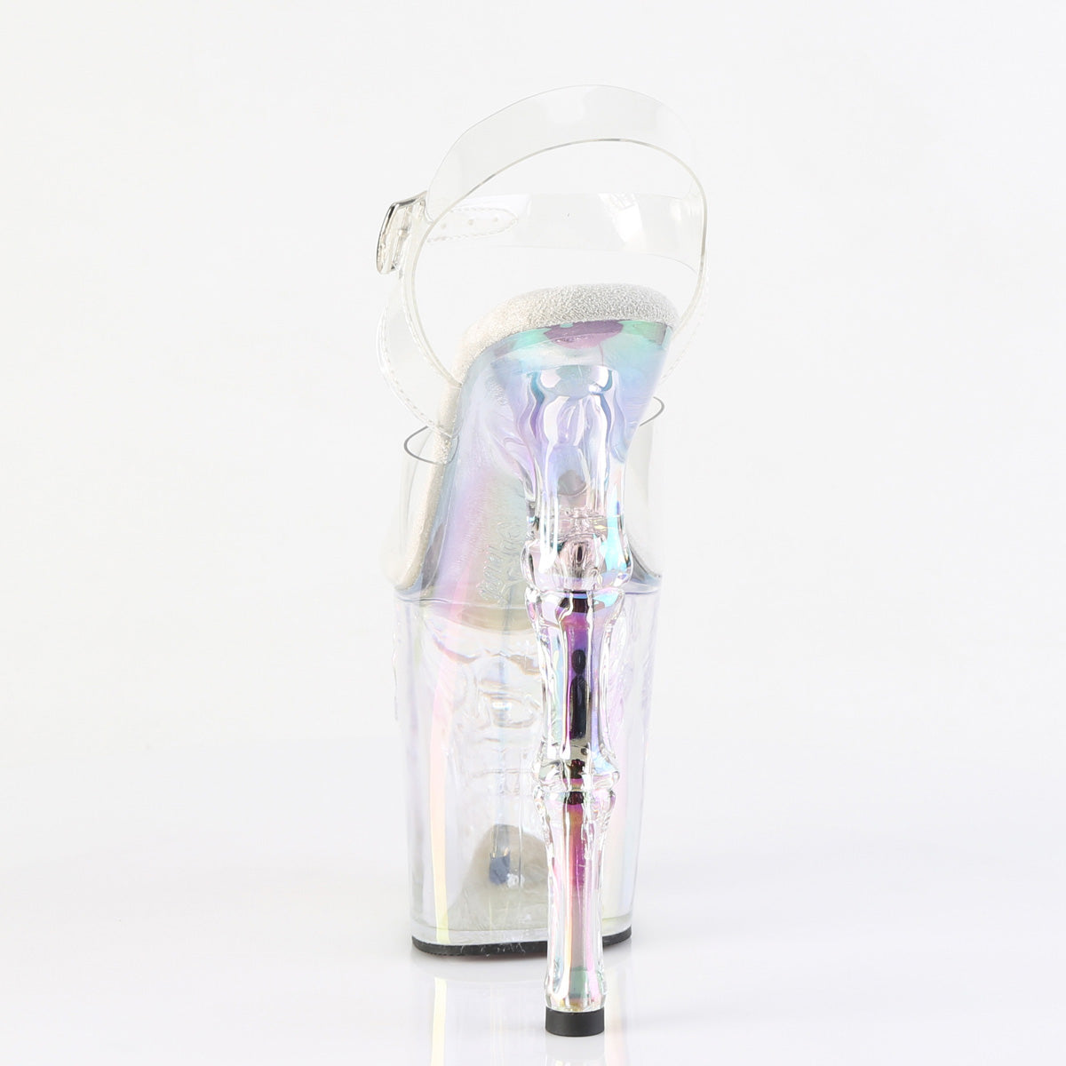 8" Finger Bone Heel, 4" Tinted Skull PF Ankle Strap Sandal (Pleaser RAPT808HT/C/HGT)
