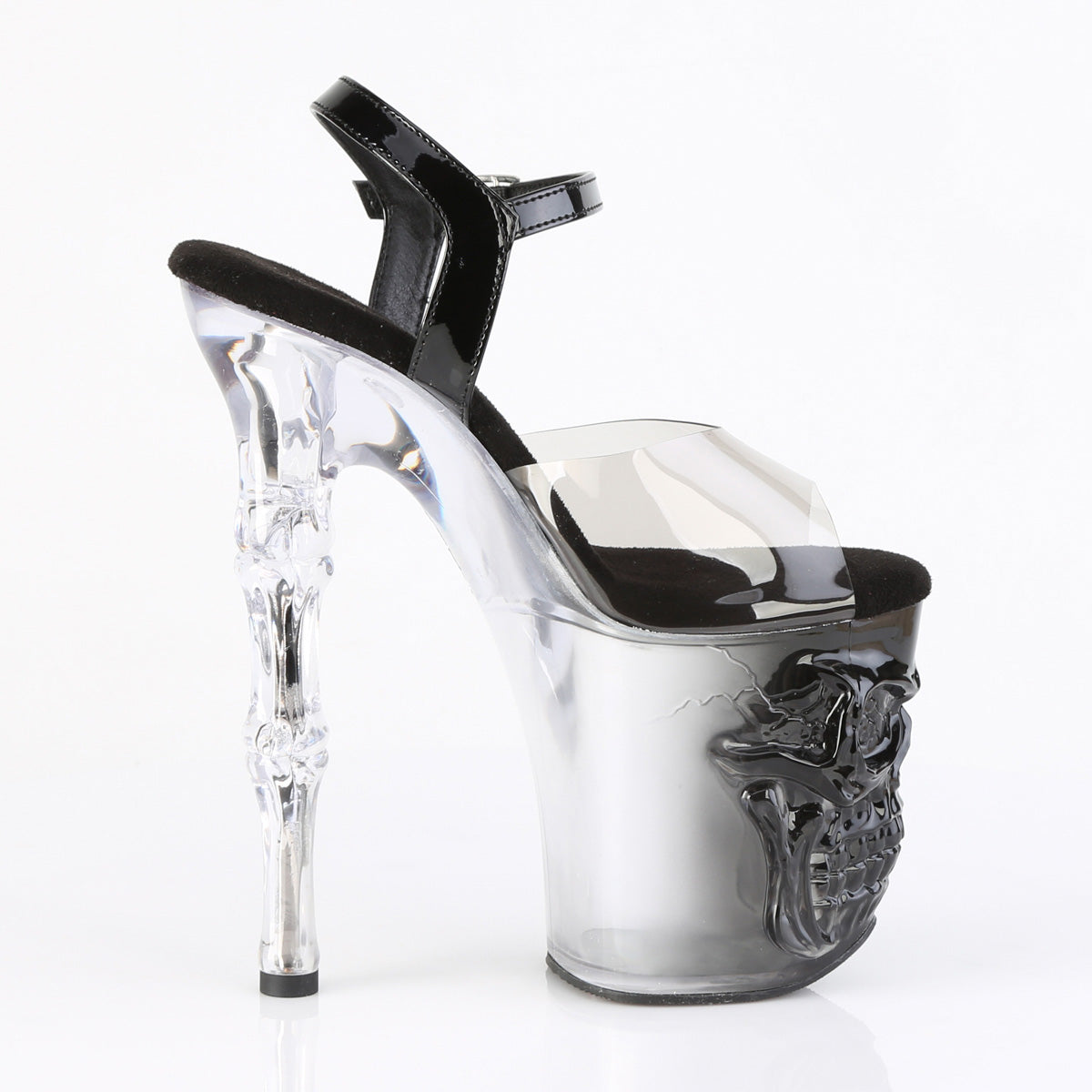 8" Finger Bone Heel, 4" Skull PF Ombre Ankle Strap Sandal (Pleaser RAPT808T-1/SK-B/B-C)
