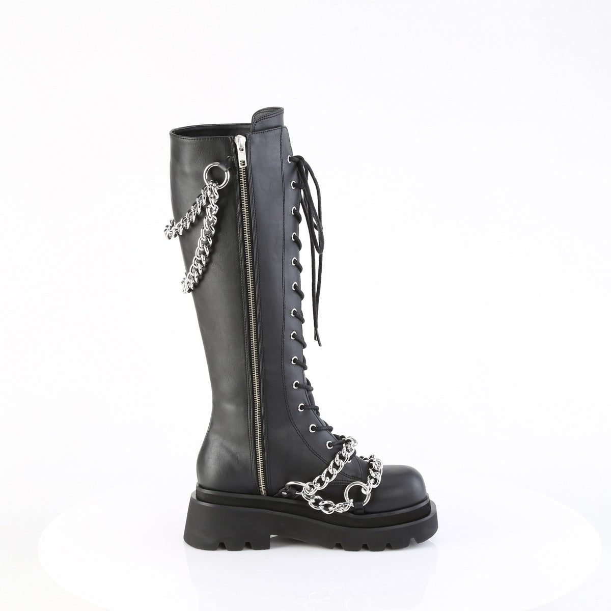 2 1/2" Tiered PF Lace-Up Knee High Boots, Inside Zip (Demonia REGD215/BVL)