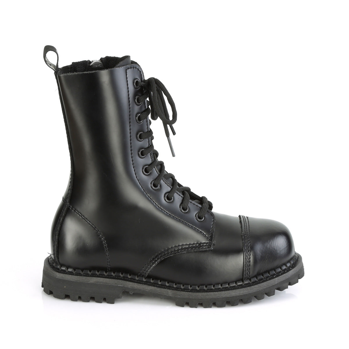 10 Eyelet Unisex Steel Toe Ankle Boot, Rubber Sole (Demonia RIOT10/BLE)
