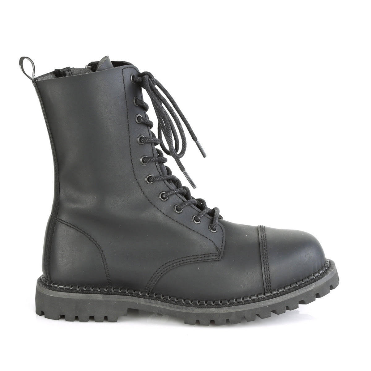 10 Eyelet Unisex Steel Toe Ankle Boot, Rubber Sole (Demonia RIOT10/BLE)