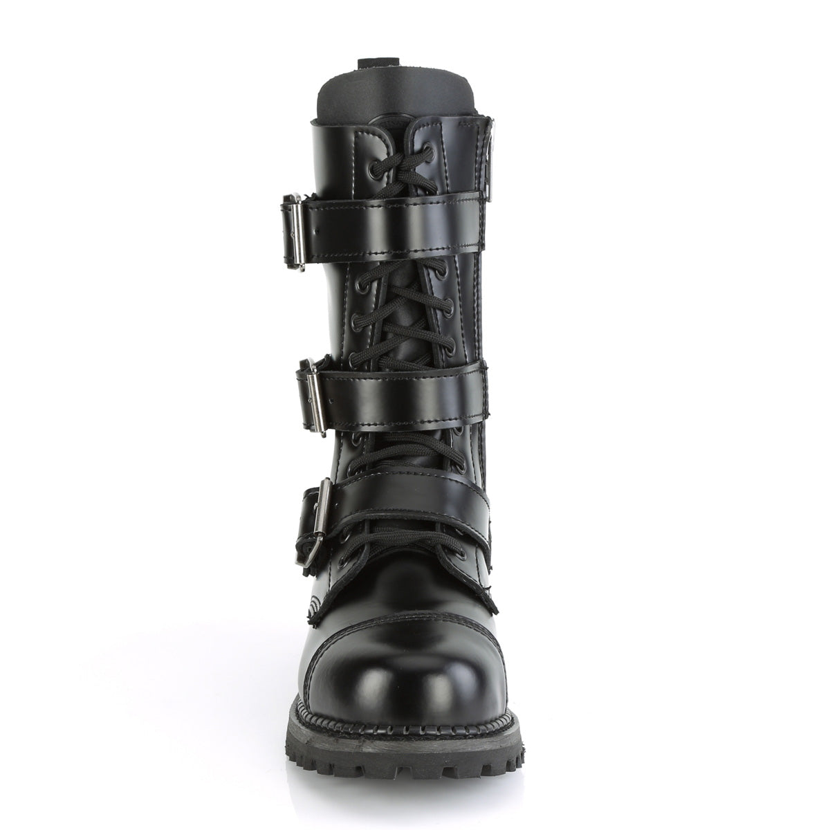 12 Eyelet Unisex Steel Toe Ankle Boot, Rubber Sole (Demonia RIOT12BK/BLE)