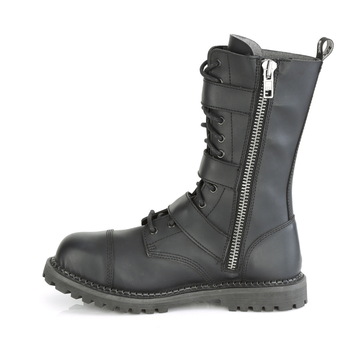 12 Eyelet Unisex Steel Toe Ankle Boot, Rubber Sole (Demonia RIOT12BK/BLE)