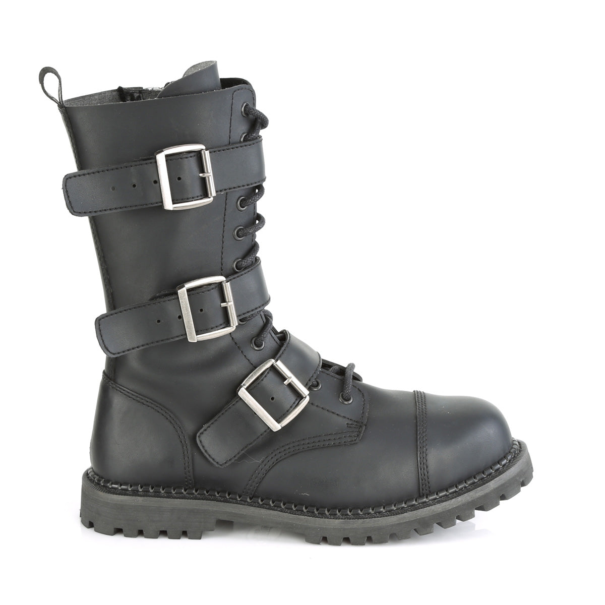 12 Eyelet Unisex Steel Toe Ankle Boot, Rubber Sole (Demonia RIOT12BK/BLE)