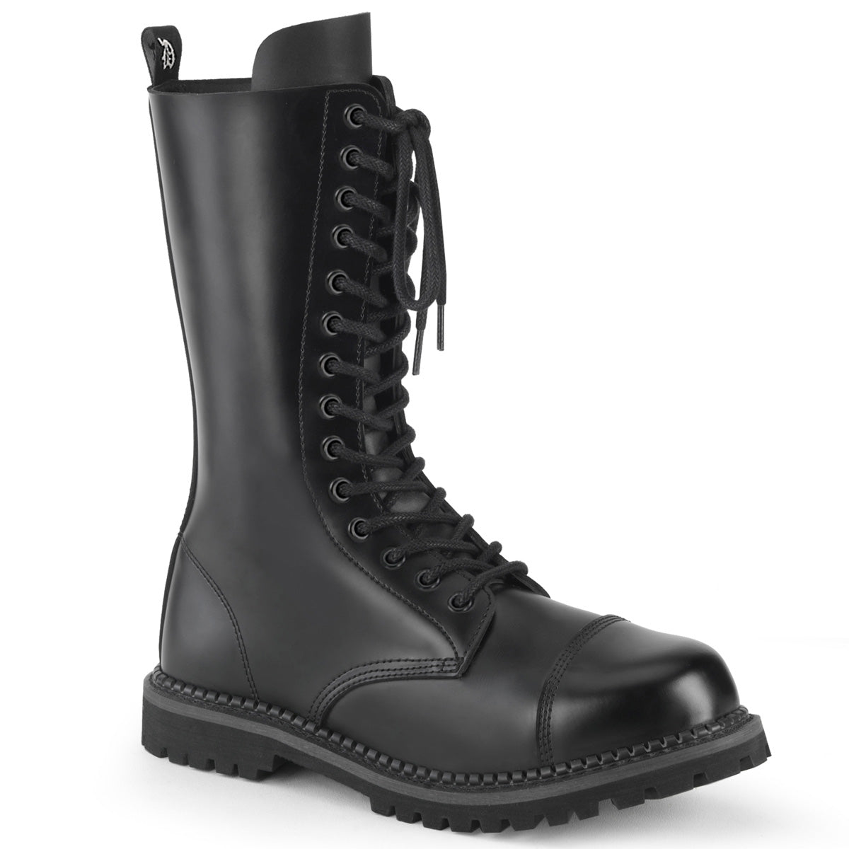 14 Eyelet Unisex Steel Toe Mid Calf Boot, Rubber Sole (Demonia RIOT14/BLE)