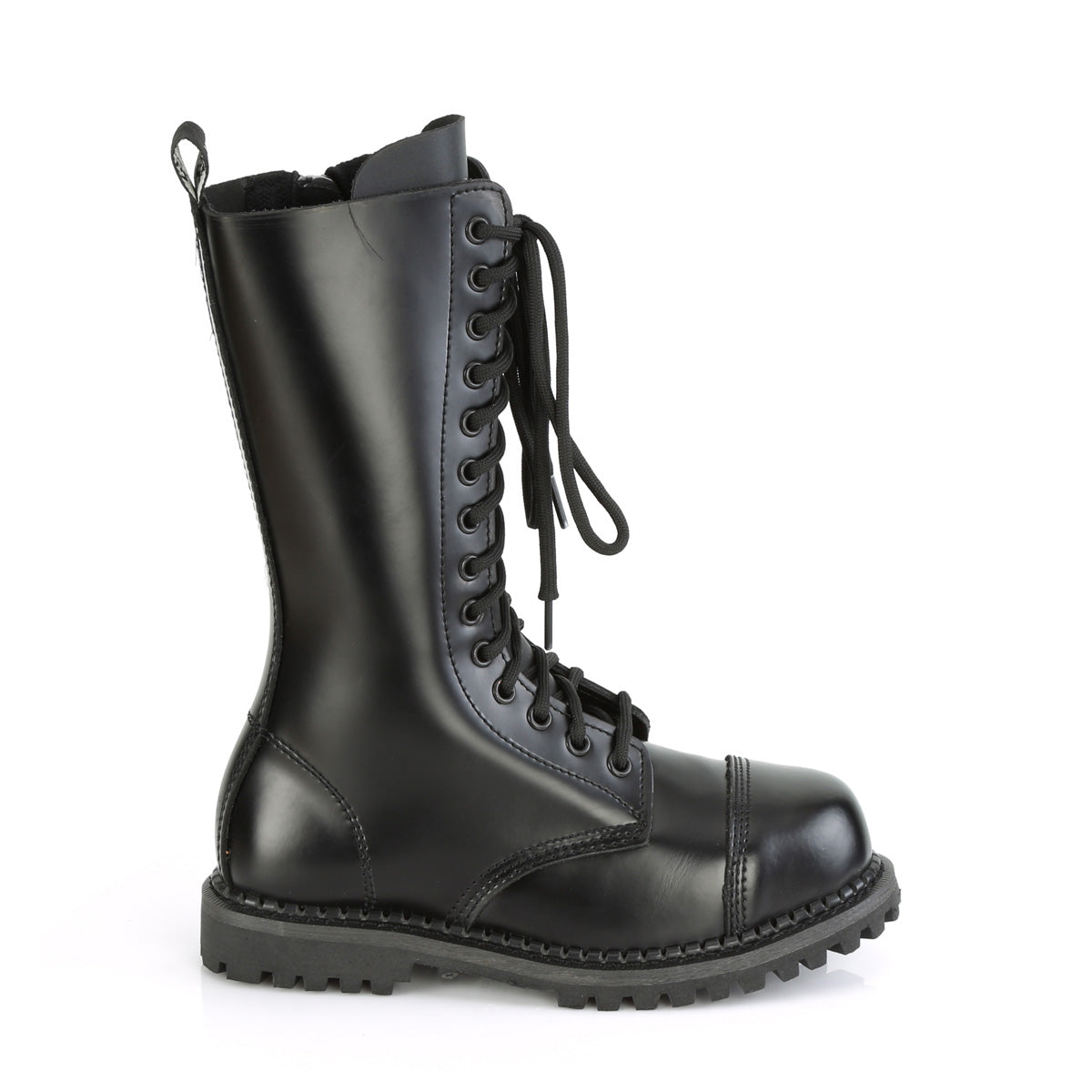 14 Eyelet Unisex Steel Toe Mid Calf Boot, Rubber Sole (Demonia RIOT14/BLE)