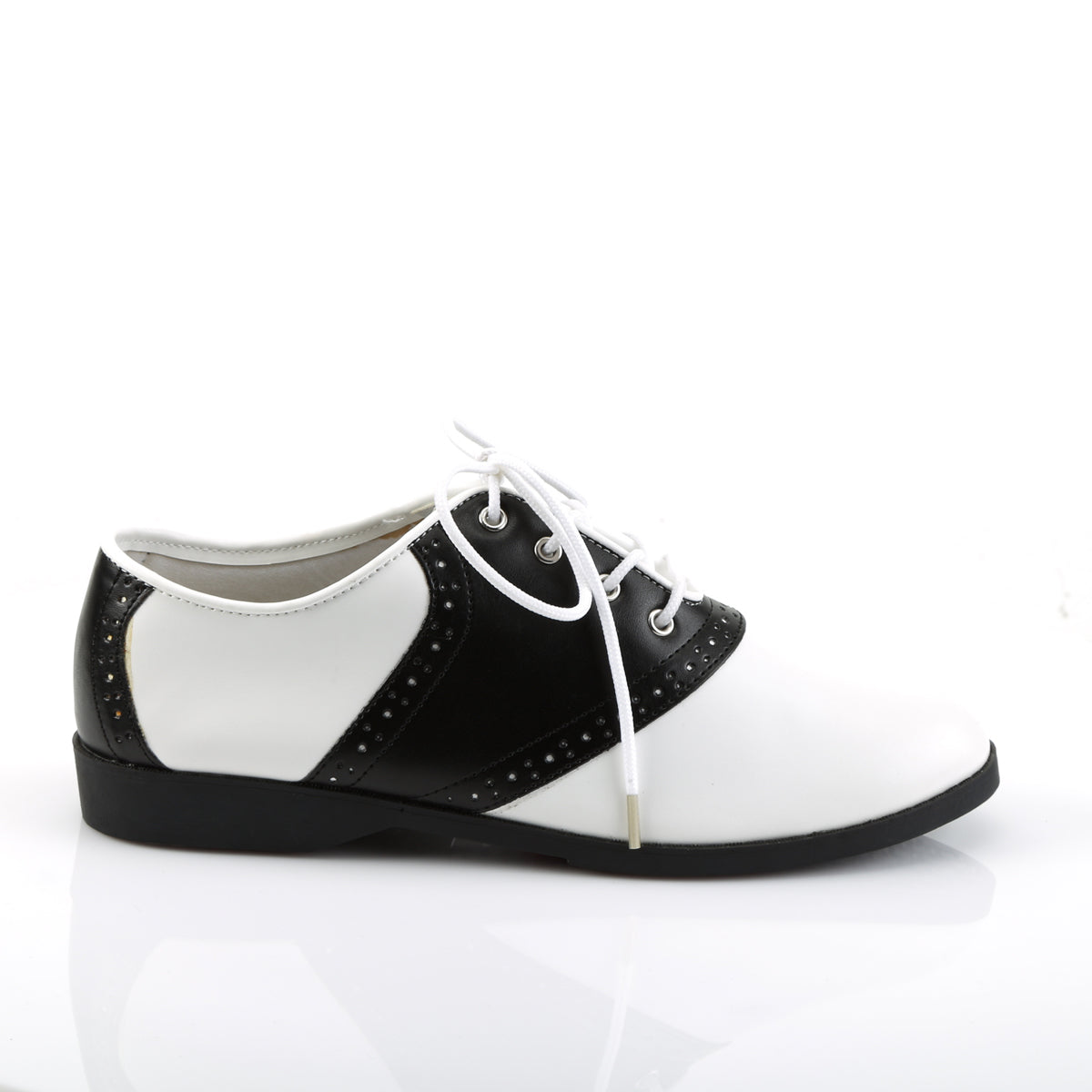 Front Lace Up Flat Costume Saddle Shoes (Funtasma SAD50/BW/PU)