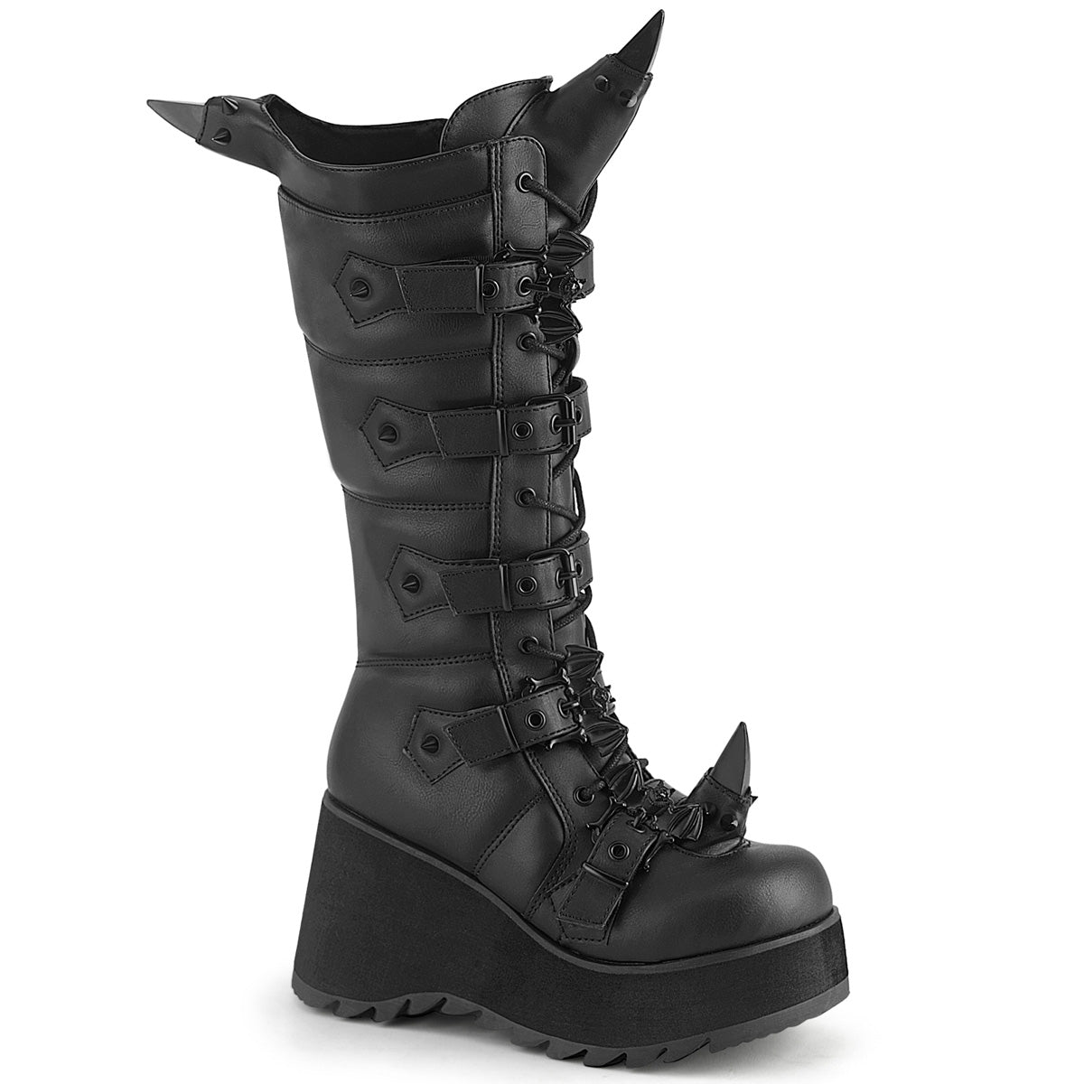 3 1/2" PF Lace-Up Knee High Boot, Side Zip (Demonia SCE157/BVL)