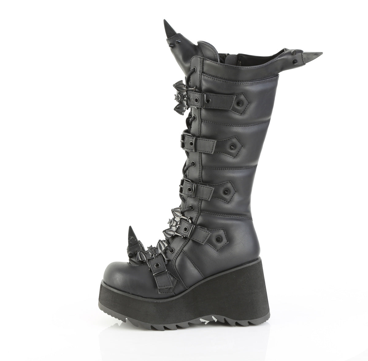 3 1/2" PF Lace-Up Knee High Boot, Side Zip (Demonia SCE157/BVL)