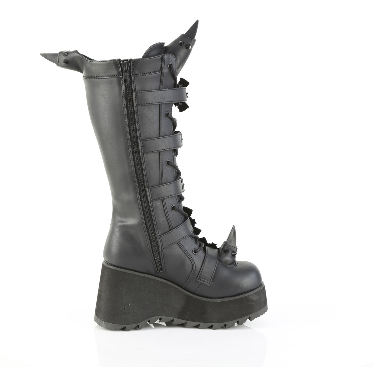3 1/2" PF Lace-Up Knee High Boot, Side Zip (Demonia SCE157/BVL)
