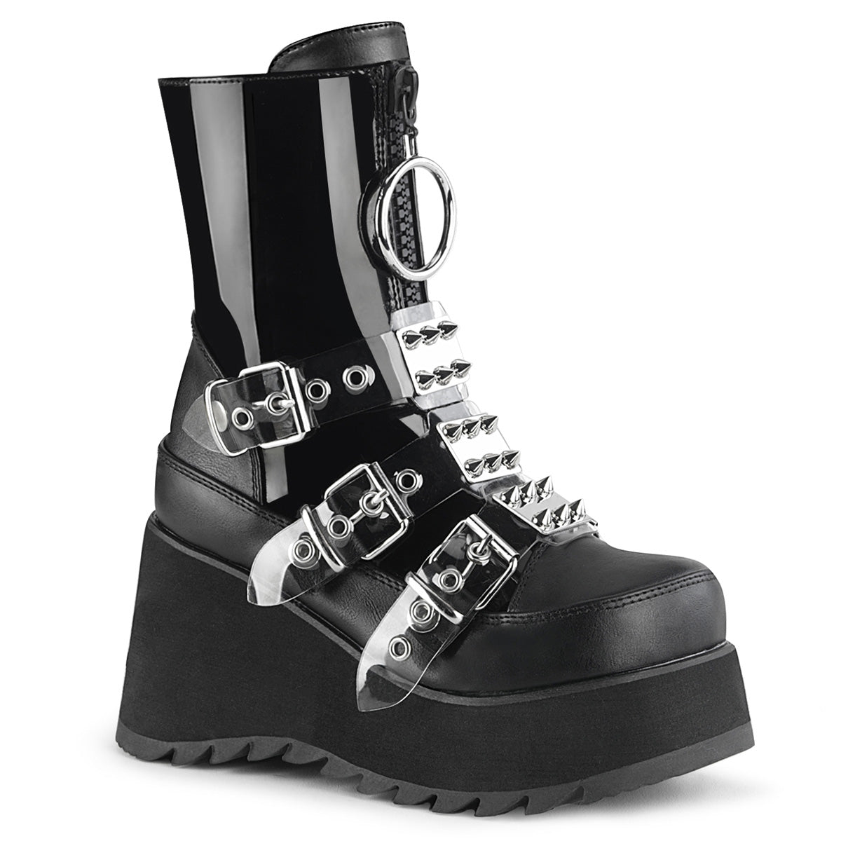 *3 1/2" PF Mid-Calf Boot w/ 3 Buckle Straps, Front Zip (Demonia SCE51/BPT-BVL)