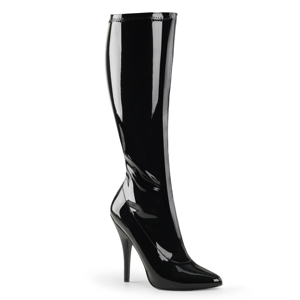 5" Plain Stretch Knee Boot, Side Zip (Pleaser SED2000/B)