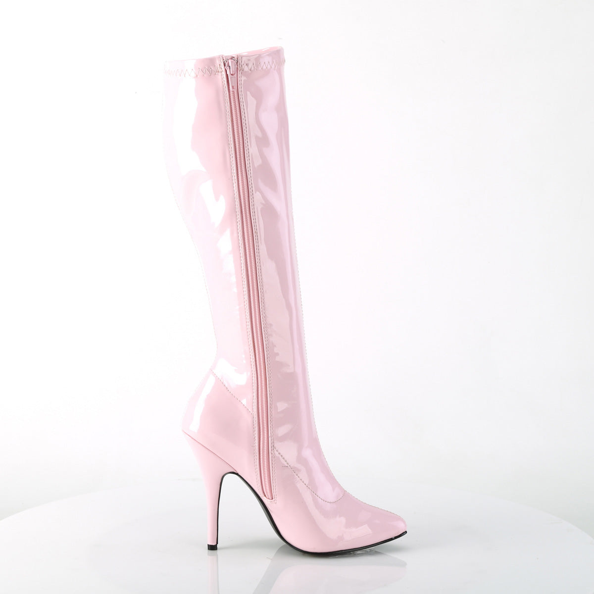 5" Plain Stretch Knee Boot, Side Zip (Pleaser SED2000/B)