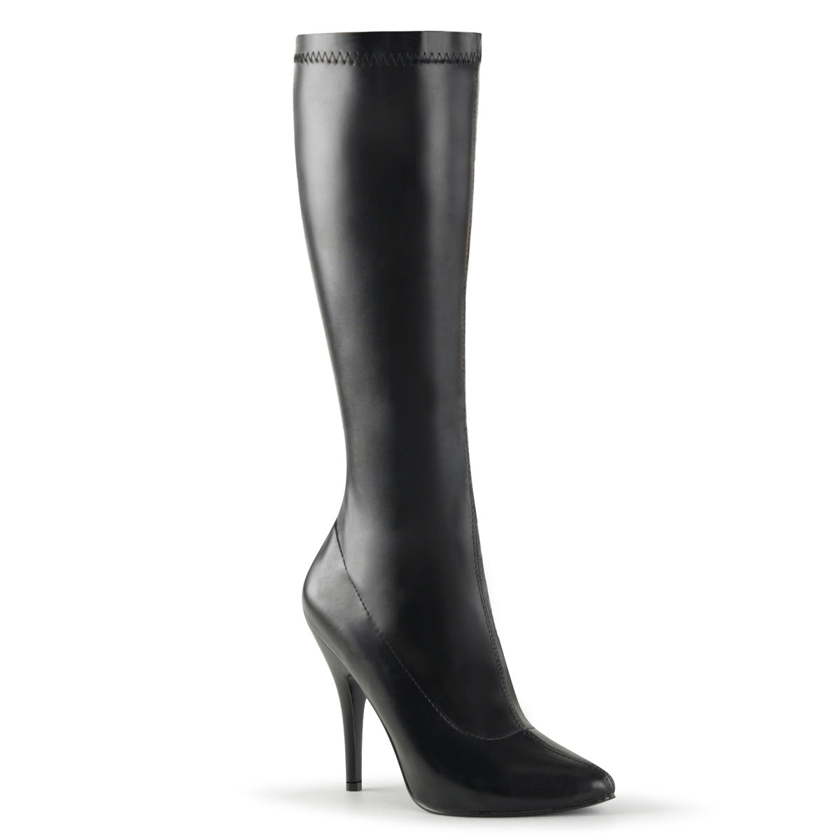 5" Plain Stretch Knee Boot, Side Zip (Pleaser SED2000/B)