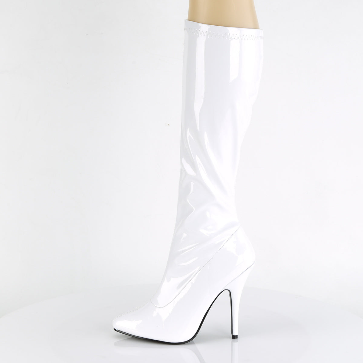 5" Plain Stretch Knee Boot, Side Zip (Pleaser SED2000/B)
