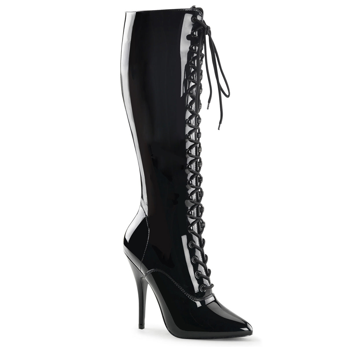 5" Lace Up Knee Boot, Side Zip (Pleaser SED2020/B)