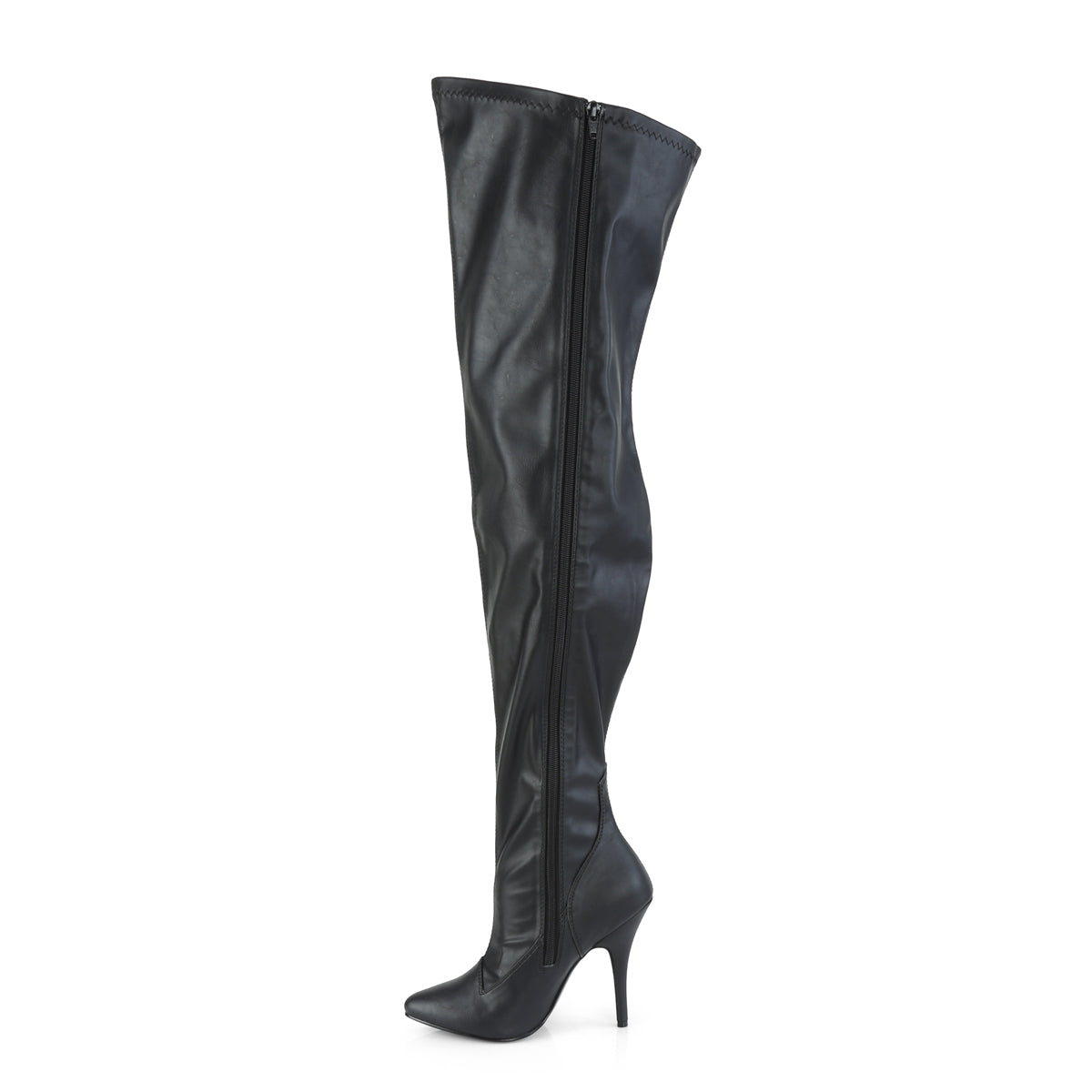 5" Heel Stretch Wide Calf Thigh Boot, Side Zip (Pleaser Pink Label SED3000WC/B)
