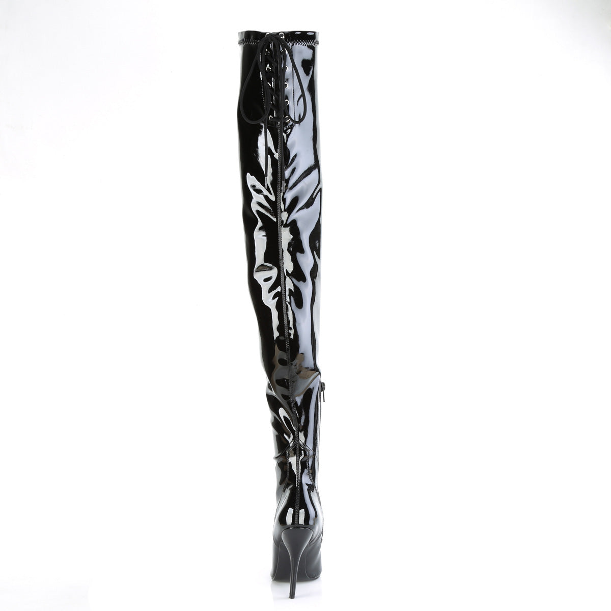 5" Heel Lace Back Stretch Crotch Boot, Side Zip (Pleaser SED4000SLT/B)
