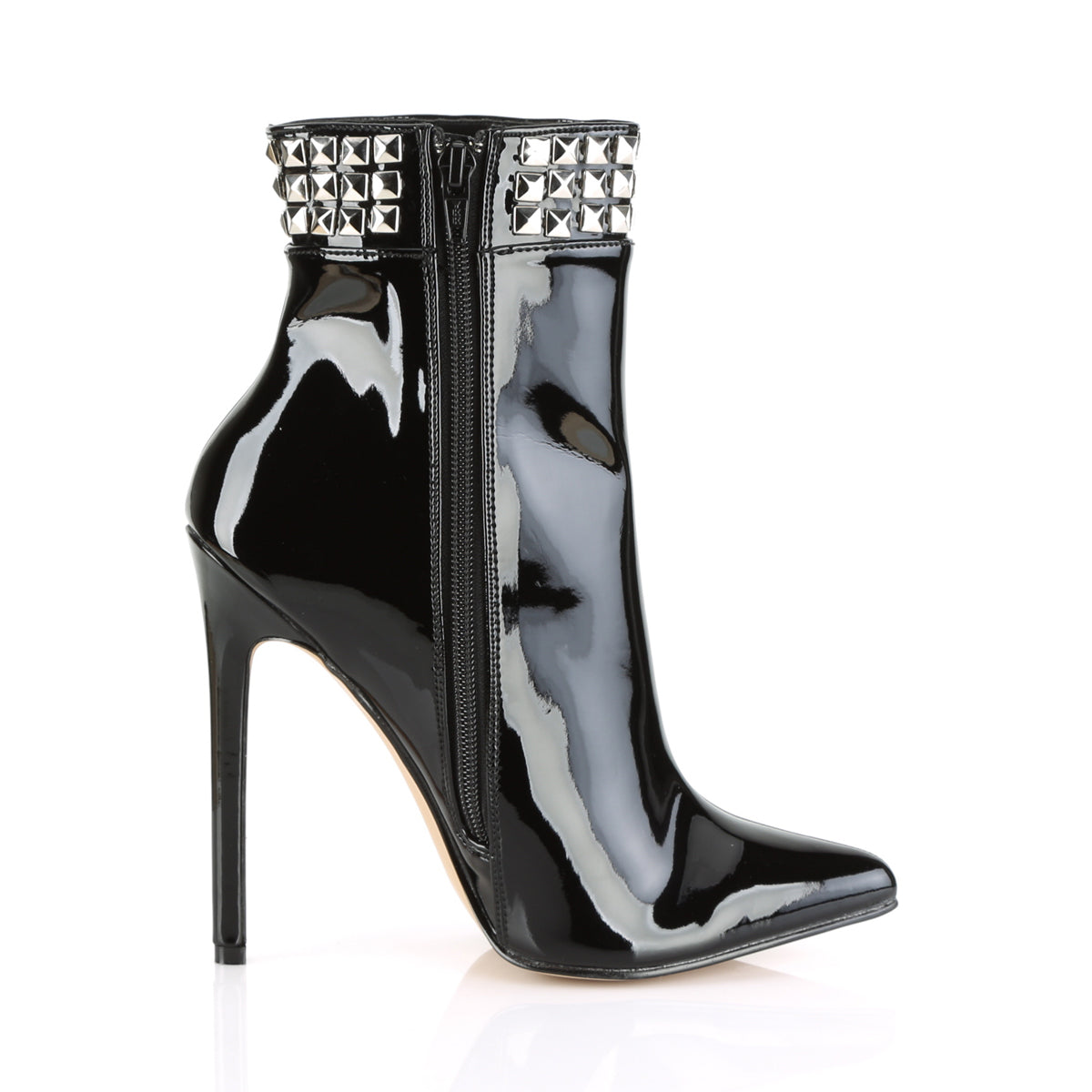 5" Heel Ankle Boot w/Metal Stud Detail, Side Zip (Pleaser SEXY1006/B)