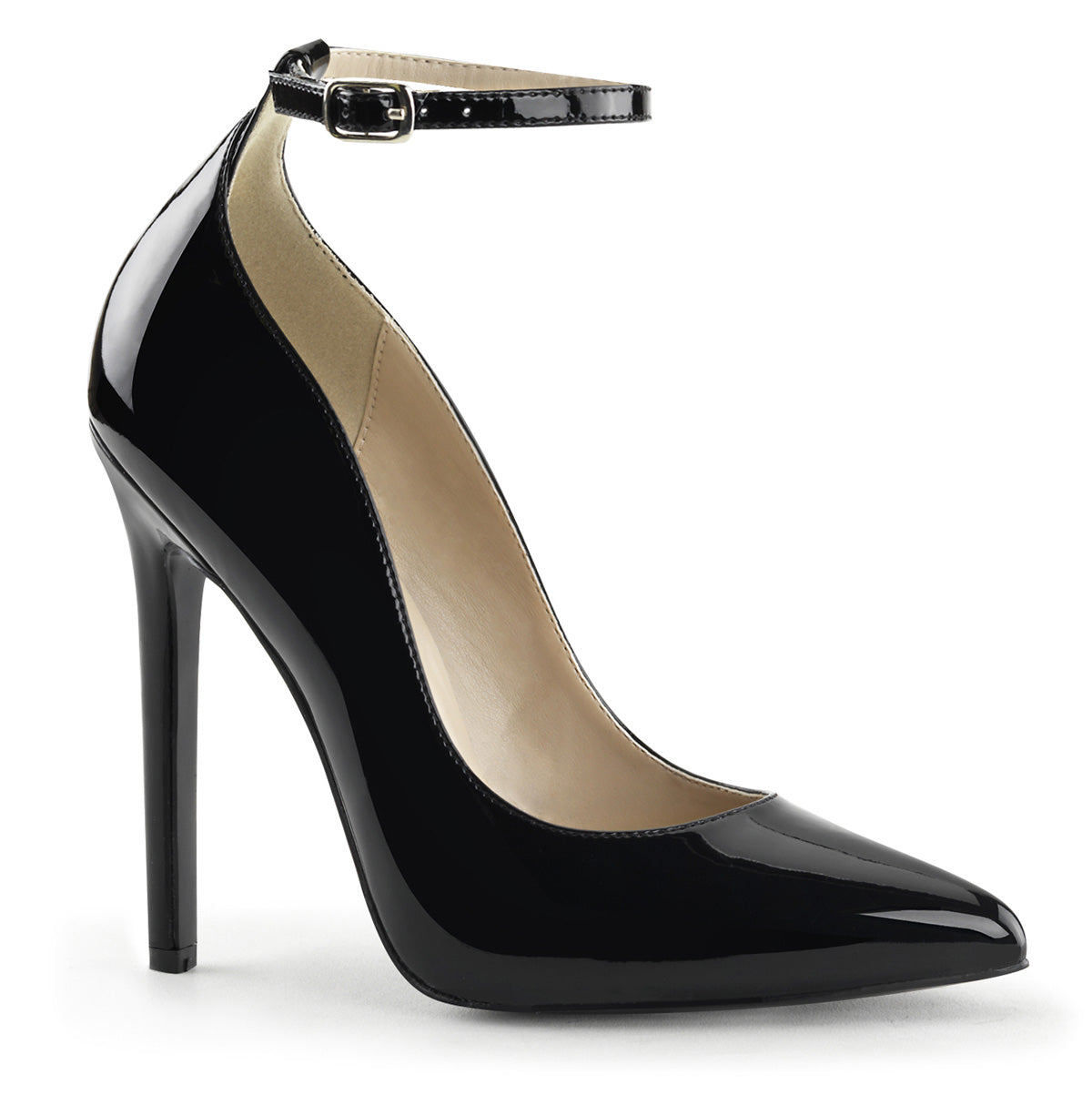 5" Heel Ankle Strap Pointed Toe Pump (Pleaser SEXY23/B)