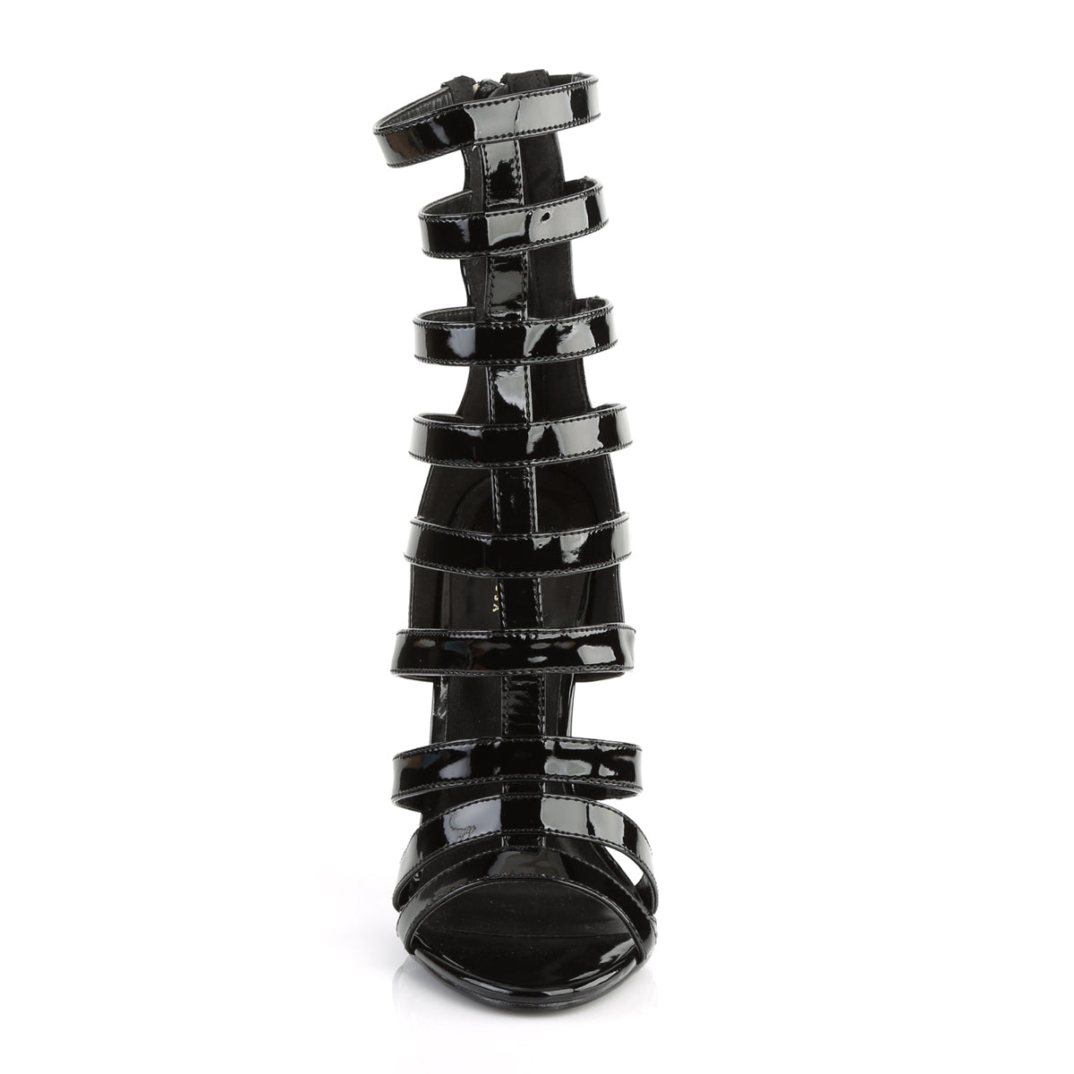 5" Heel Closed Back Strappy Cage Sandal, Back Zip (Pleaser SEXY52/B)