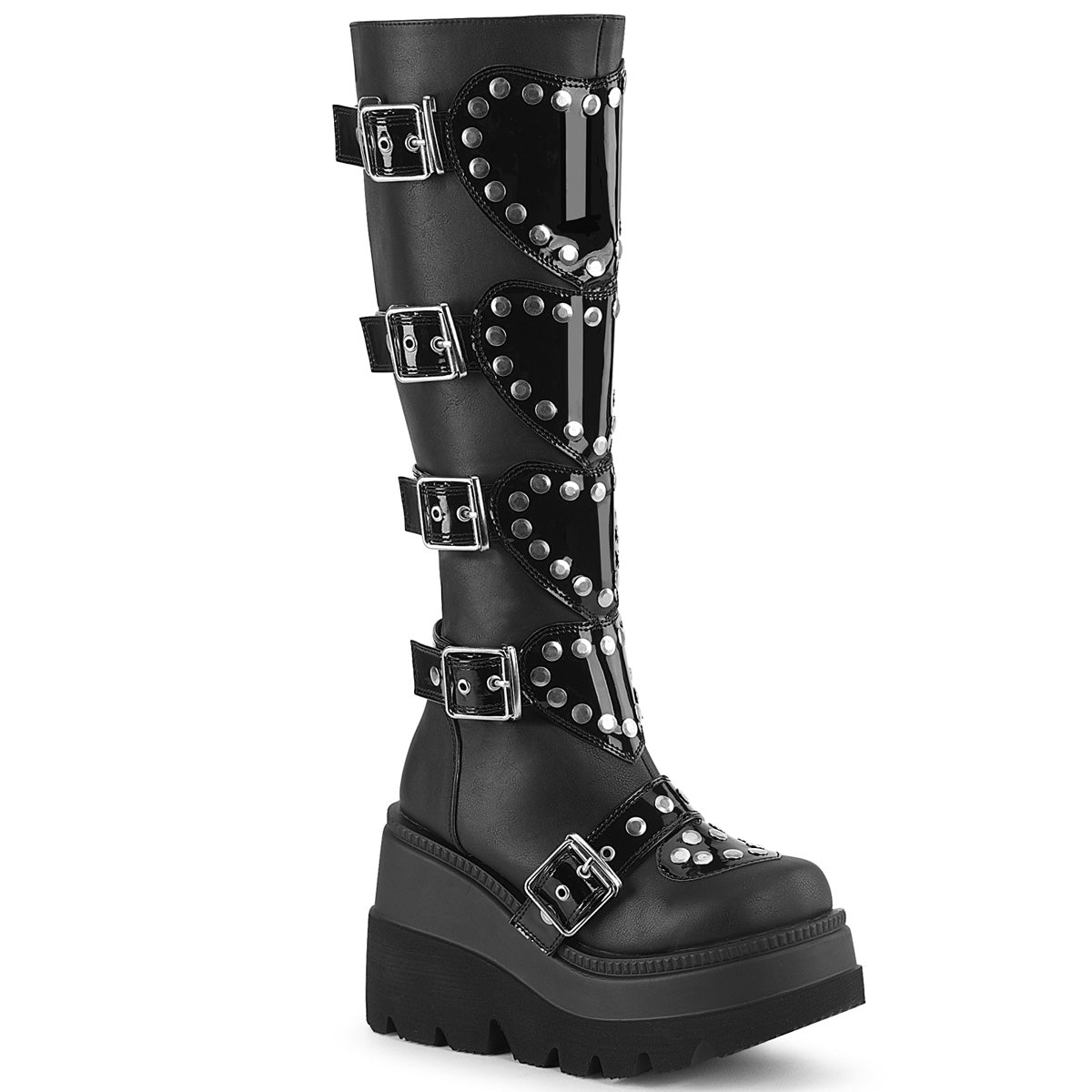 *4 1/2" Wedge PF Knee High Boot, Side Zip (Demonia SHA210/BP)