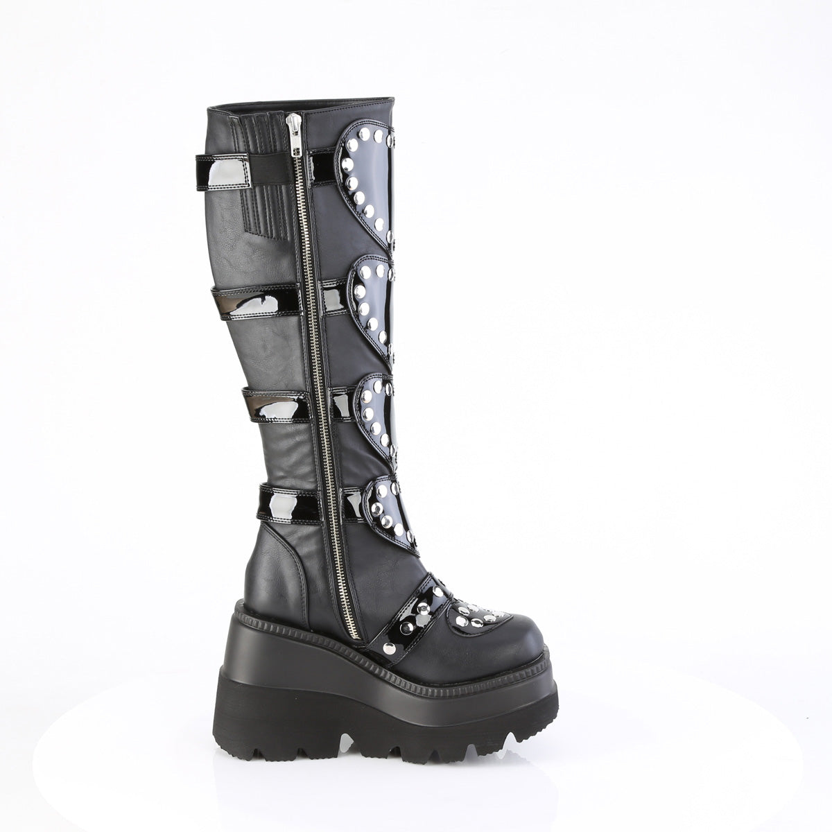 *4 1/2" Wedge PF Knee High Boot, Side Zip (Demonia SHA210/BP)